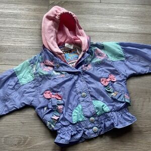 Weestuff Vintage Girls Purple And Pink Floral And Bow‎ Jacket 24M